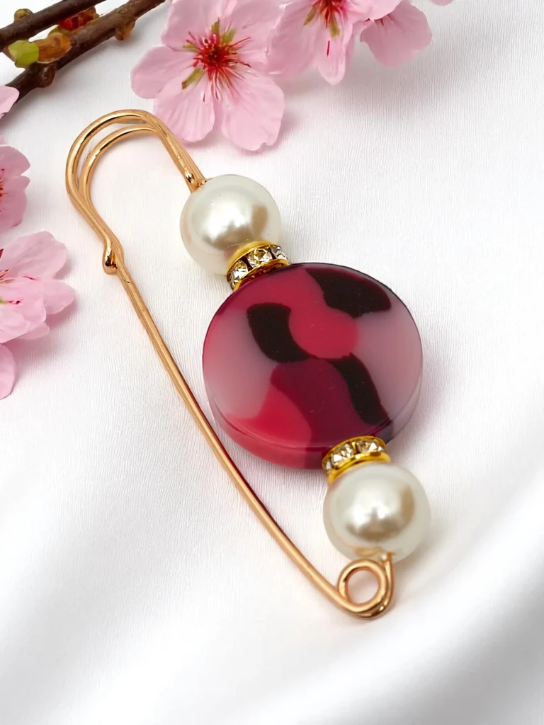Okrasna ženska broška s prstanom in biseri Pearl Circle