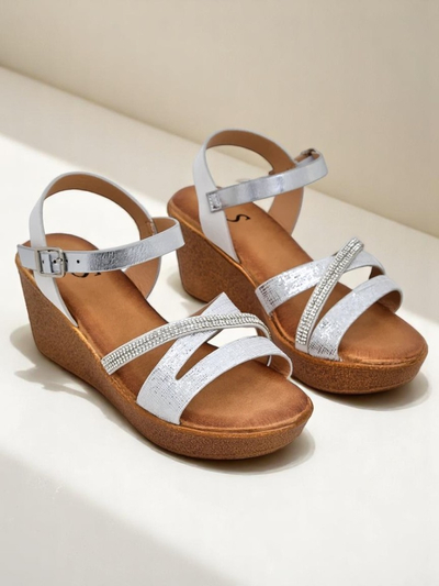 Royalfashion Ženske wedge sandale z diamanti in bleščicami Eclat