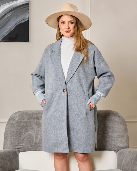 Royalfashion Ženski plašč do kolen v sivi barvi