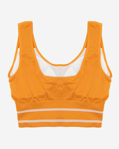 Royalfashion Musztardowy damski biustonosz sportowy