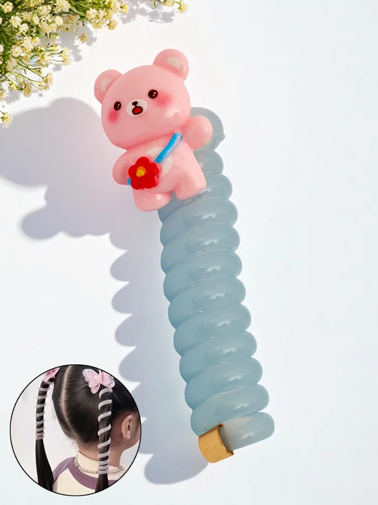 Royalfashion Elastika za lase v obliki spirale z medvedkom Teddy Twist