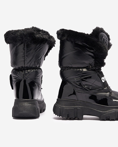 Royalfashion Buty a'la śniegowce damskie na płaskiej podeszwie w kolorze czarnym Sapollo