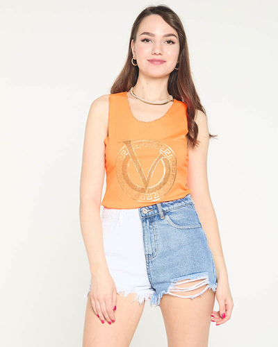 Royalfashion Pomarańczowy top z printem