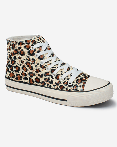 Royalfashion Bež Ženske visoke superge z modnim vzorcem Jungle Jive