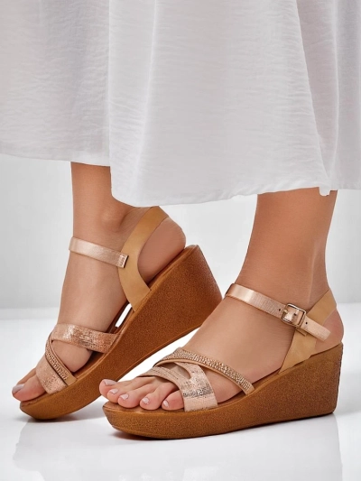 Royalfashion Ženski wedges sandali z diamantki in bleščicami Eclat