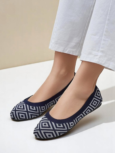 Royalfashion Tkaninske ženske balerinke z geometričnim potiskom Metric