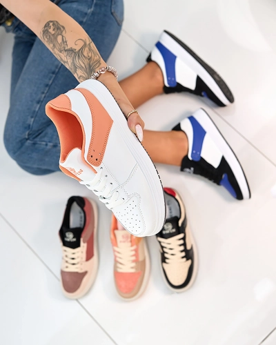 Royalfashion Beli in oranžni ženski športni copati Elevace