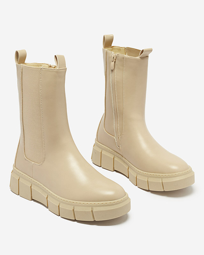 Royalfashion Botki damskie na platformie w kolorze beżowym Couell