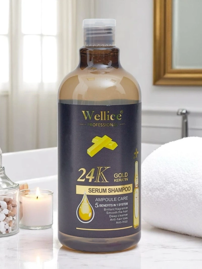 Profesionalni šampon za lase s keratinom 24K zlato – intenzivno vlaženje in glajenje las 5 v 1