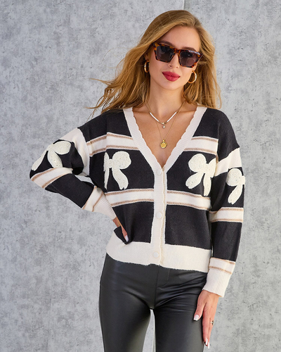 Royalfashion Ženski črtasti pulover brez gumbov