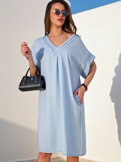 Royalfashion Preprosta ženska tunika, ki spominja na jeans obleko