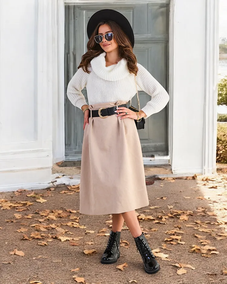 Royalfashion Ženska midi krila a'la suede