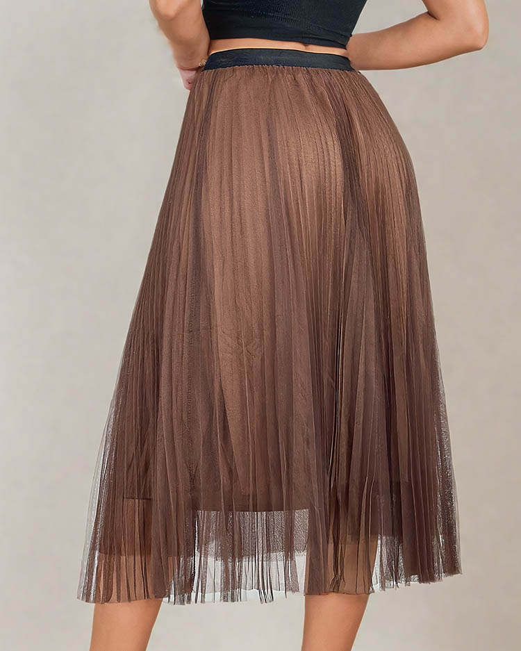 Royalfashion Žensko dvoslojno midi krilo