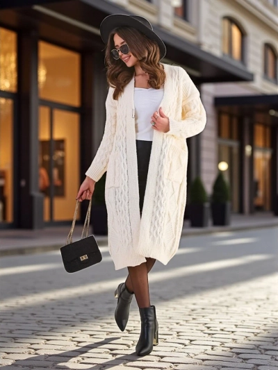 Royalfashion Pleteni ženski pončo stil džemper