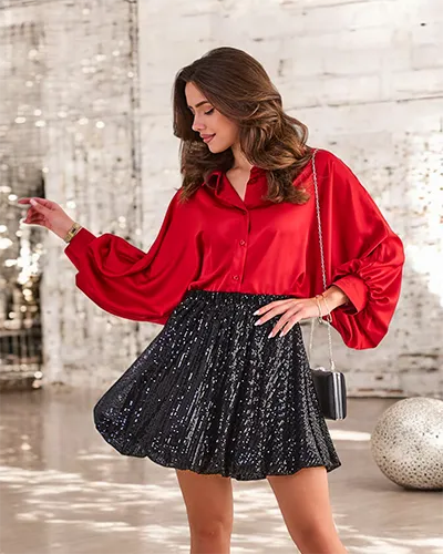 Royalfashion Kratka ženska krila s sequins