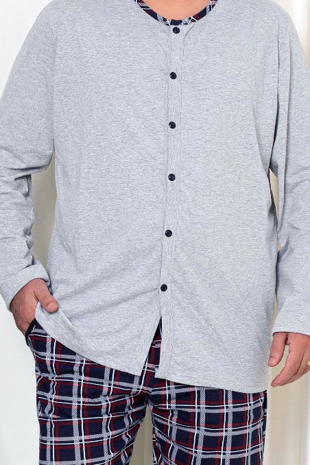 Royalfashion Moške bombažne pižame v karo vzorcu PLUS SIZE