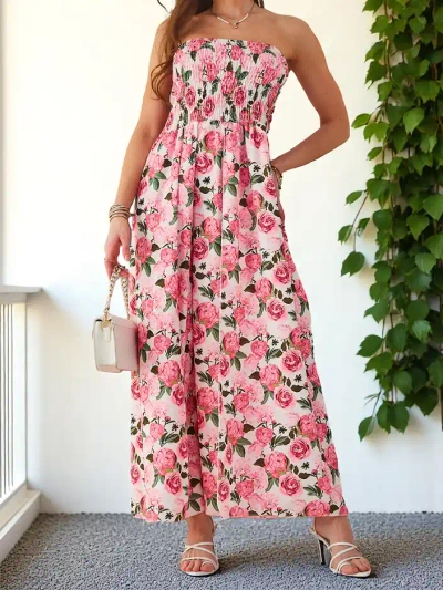 Royalfashion Uročen ženski midi obleke brez rokavov z širokim elastikom in zarezi na dnu