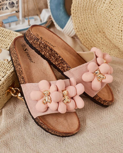 Royalfashion Ženske japonke z zlatimi medvedki in rožami Isaralle