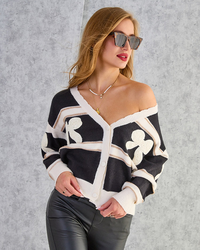 Royalfashion Ženski črtasti pulover brez gumbov