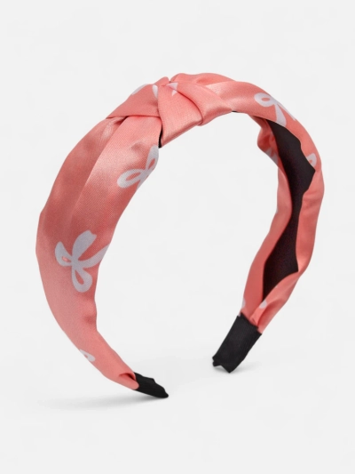 Royalfashion Satenast naglavni trak za lase s pletenjem in potiskom