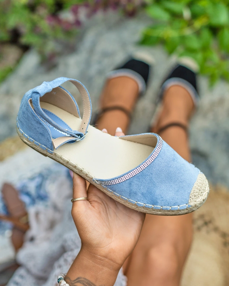 Royalfashion Damskie espadryle z cyrkoniami w kolorze niebieskim Rieta