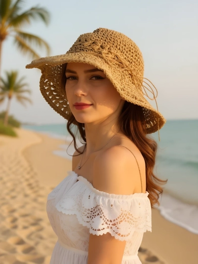 Royalfashion Ženski slamnik z čipko Breeze