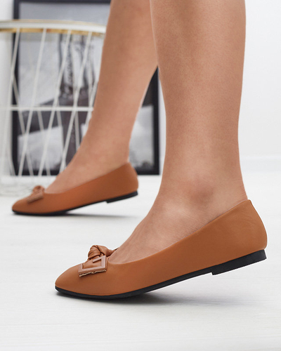 Royalfashion Damskie camelowe baleriny z ozdobą na nosku Caxien