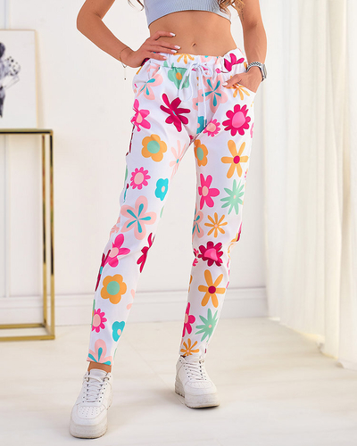 Royalfashion Ženske hlače iz tkanine s cvetličnim vzorcem