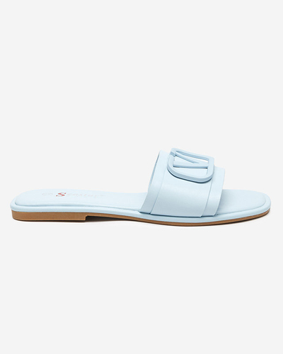 Royalfashion Niebieskie damskie klapki z eko skóry Cartec