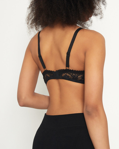 Royalfashion Czarny biustonosz damski z koronką