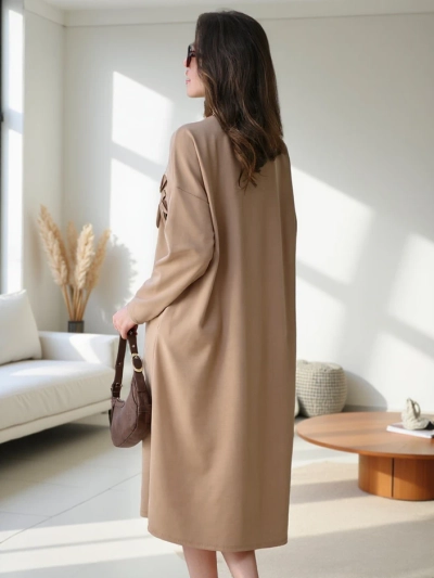 Royalfashion Ženska midi obleka oversized tkanina s cvetom