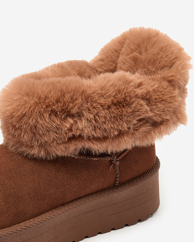 Royalfashion Ženski škornji a'la snow boots v rjavi barvi Goroggo