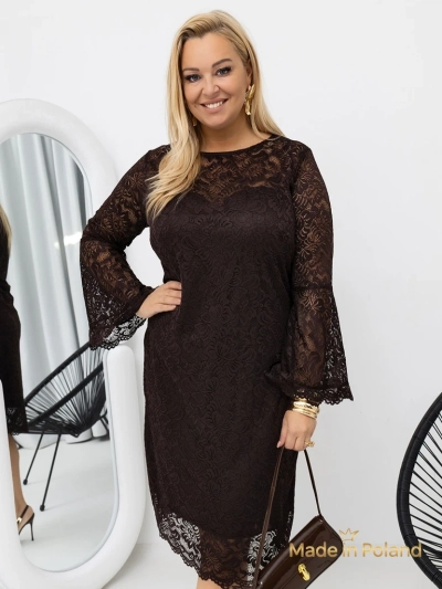 Čipkasta midi obleka za ženske s širokimi rokavi Kiss Star