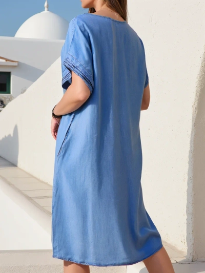 Royalfashion Preprosta ženska tunika, ki spominja na jeans obleko