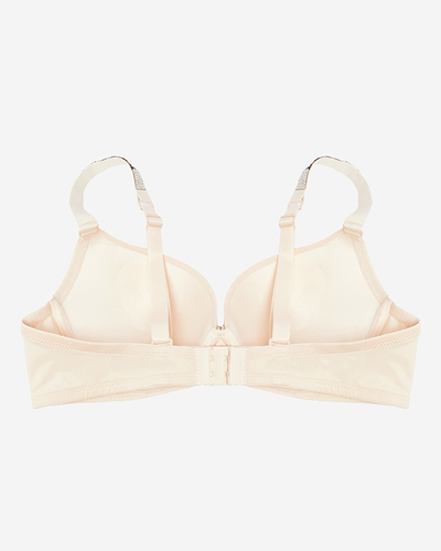 Royalfashion Beżowy gładki usztywniany biustonosz ze zdobionymi ramiączkami