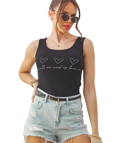 Royalfashion Ženska bombažna majica s trakom in srčki