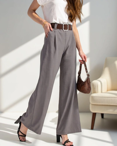 Royalfashion Široke ženske hlače z pasom