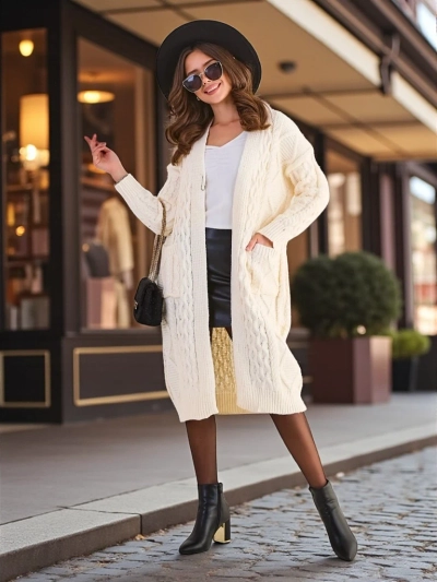 Royalfashion Pleteni ženski pončo stil džemper