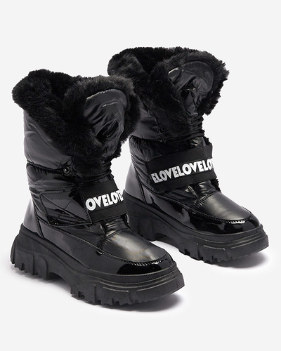 Royalfashion Buty a'la śniegowce damskie na płaskiej podeszwie w kolorze czarnym Sapollo