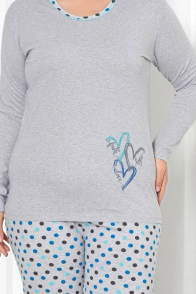 Royalfashion Ženske 2-delne bombažne pižame s pikami PLUS SIZE