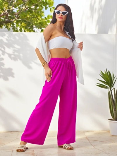 Royalfashion Široke ženske hlače z elastičnim pasom