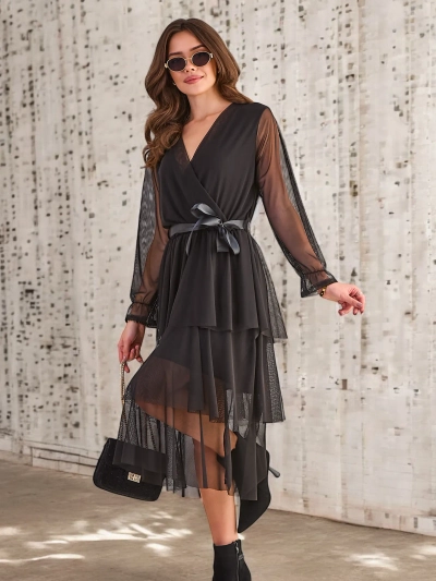 Royalfashion Duga haljina za žene s resama