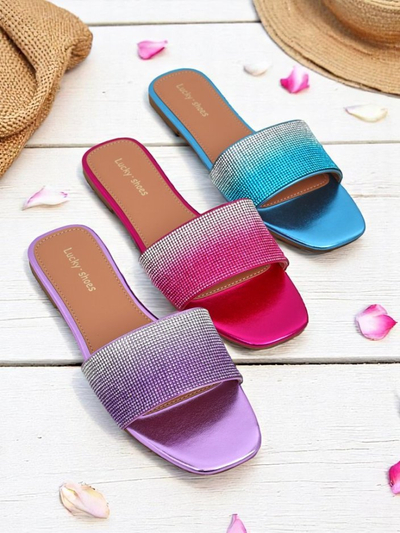 Royalfashion Zapatillas de mujer con circonitas ShinyGlow