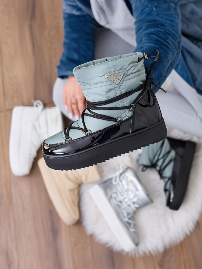 Royalfashion Ženski škornji a'la snow boots v modri barvi Vevnose