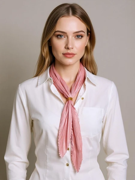 Apollonia Eleganza Svetlo Roza Ženski Šal iz Plisirane Tkanine 69 cm