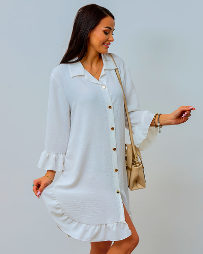 Royalfashion Ženska oversize obleka z volanom