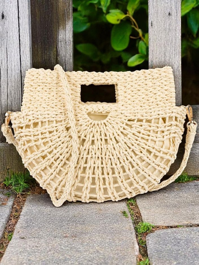 Royalfashion Majhna ženska torbica iz slame Mini Moon Straw