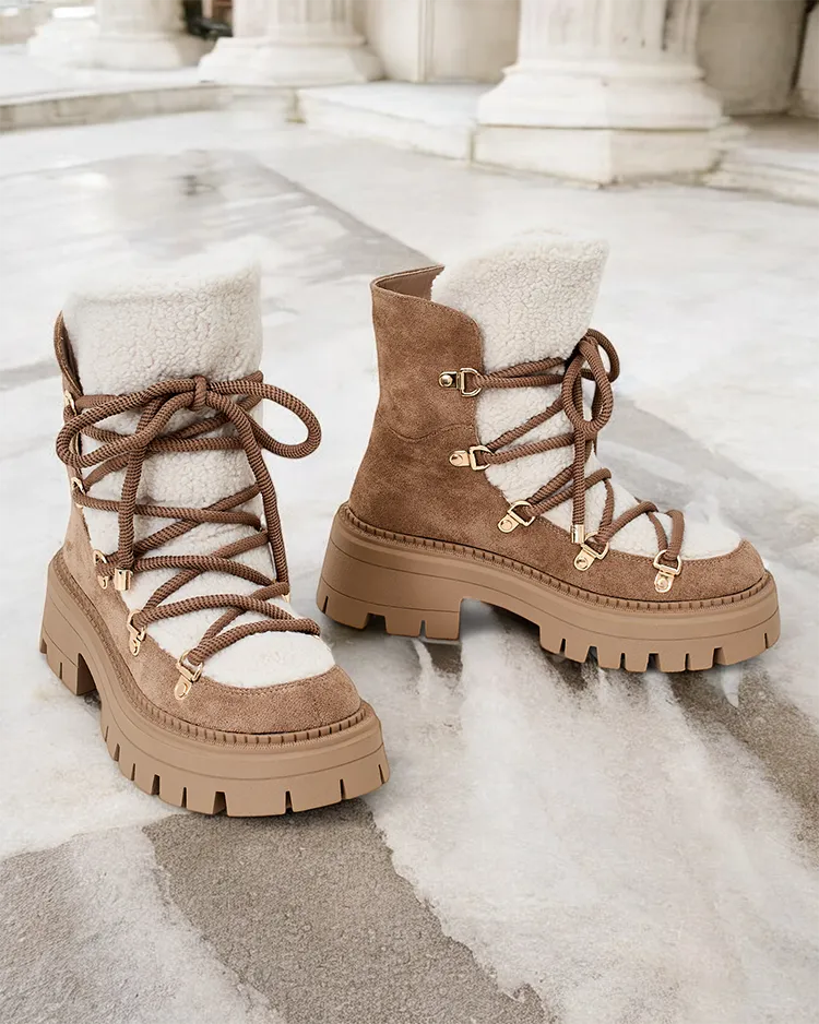 Royalfashion Lozin ženski snežni škornji z vezalkami