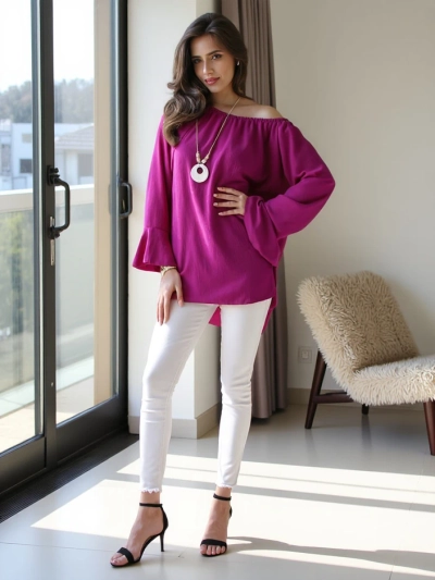 Royalfashion Ženska bluzka a'la španska s čipkastimi detajli