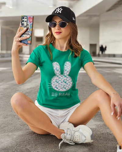 Royalfashion Ženska bombažna majica Zajec Reci bodi resničen